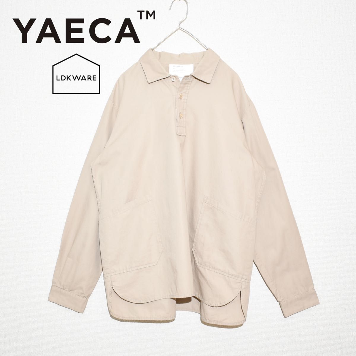 【YAECA/ヤエカ】LDKWAREコラボプルオーバーシャツ M ベージュ YAECA/ヤエカ】LDKWAREコラボプルオーバーシャツ M ベージュ