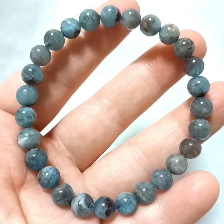 希少 チョコ アクアマリン ブレスレット パワーストーン 6.7mm 内径16cm 天然石
