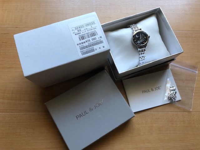 AK65 美品程度 箱付属品有 PAUL＆JOE ポール＆ジョー PJ-7020 デザイン文字盤 リューズ猫型 SSモデル クオーツ レディース 腕時計