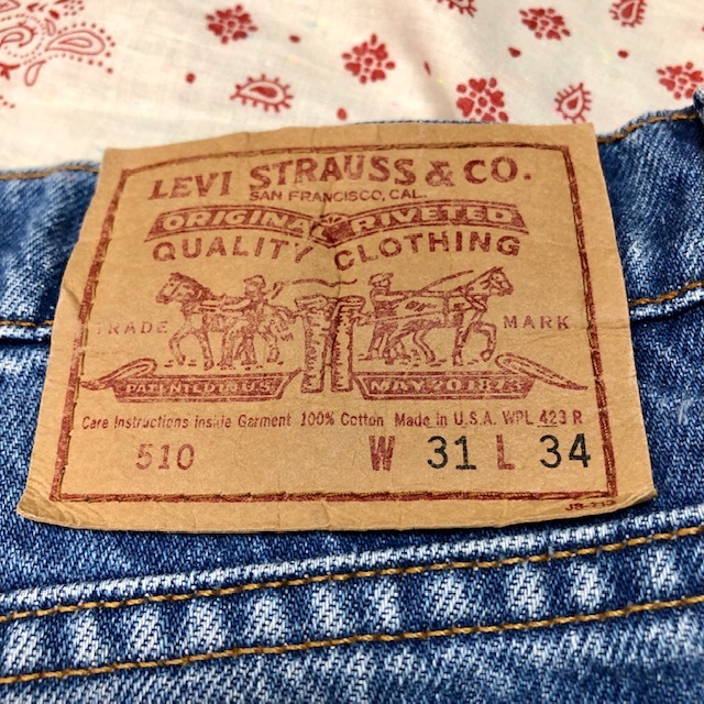 90's USA製 Levis 510 デニムパンツ 31 オールド リーバイス ヴィンテージ ブルージーンズ 501 501xx●31