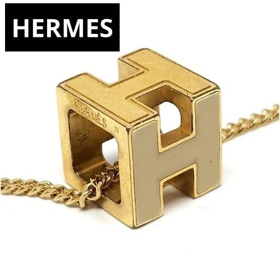 HERMES エルメス Hキューブ ネックレストップ ゴールド 箱付き 高級 HERMES エルメス ネックレス ペンダント トップ Hロゴ