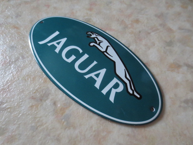 1950年代ジャガーアンティーク看板・英国製★JAGUAR・ENGLAND・英国車・XJS・Eタイプ・I-PACE・ロータス・MG・MINI・レンジローバー・RR_ホーロー看板特有の艶やかな風合いです