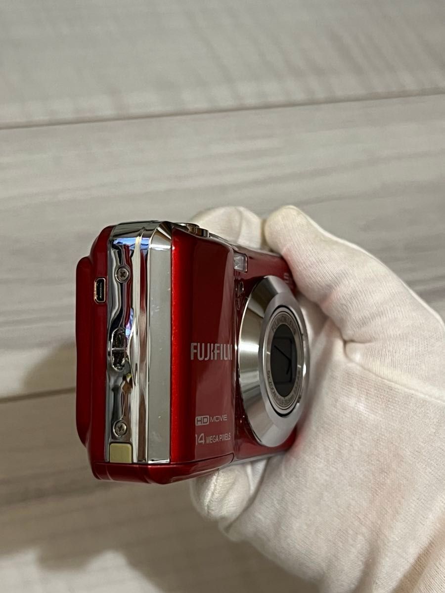 【美品】FUJIFILM AX600 SDカード付 デジカメ レッド 箱付 FUJIFILM FinePix AX600 デジタルカメラ レッド SDカード付