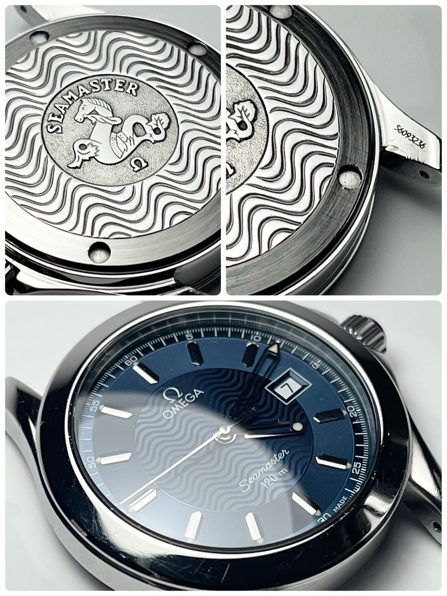 ★美品★OMEGA Seamaster120mクオーツ綺麗なネイビーブルー文字盤 美品 OMEGA Seamaster120mクオーツ綺麗なネイビーブルー文字盤