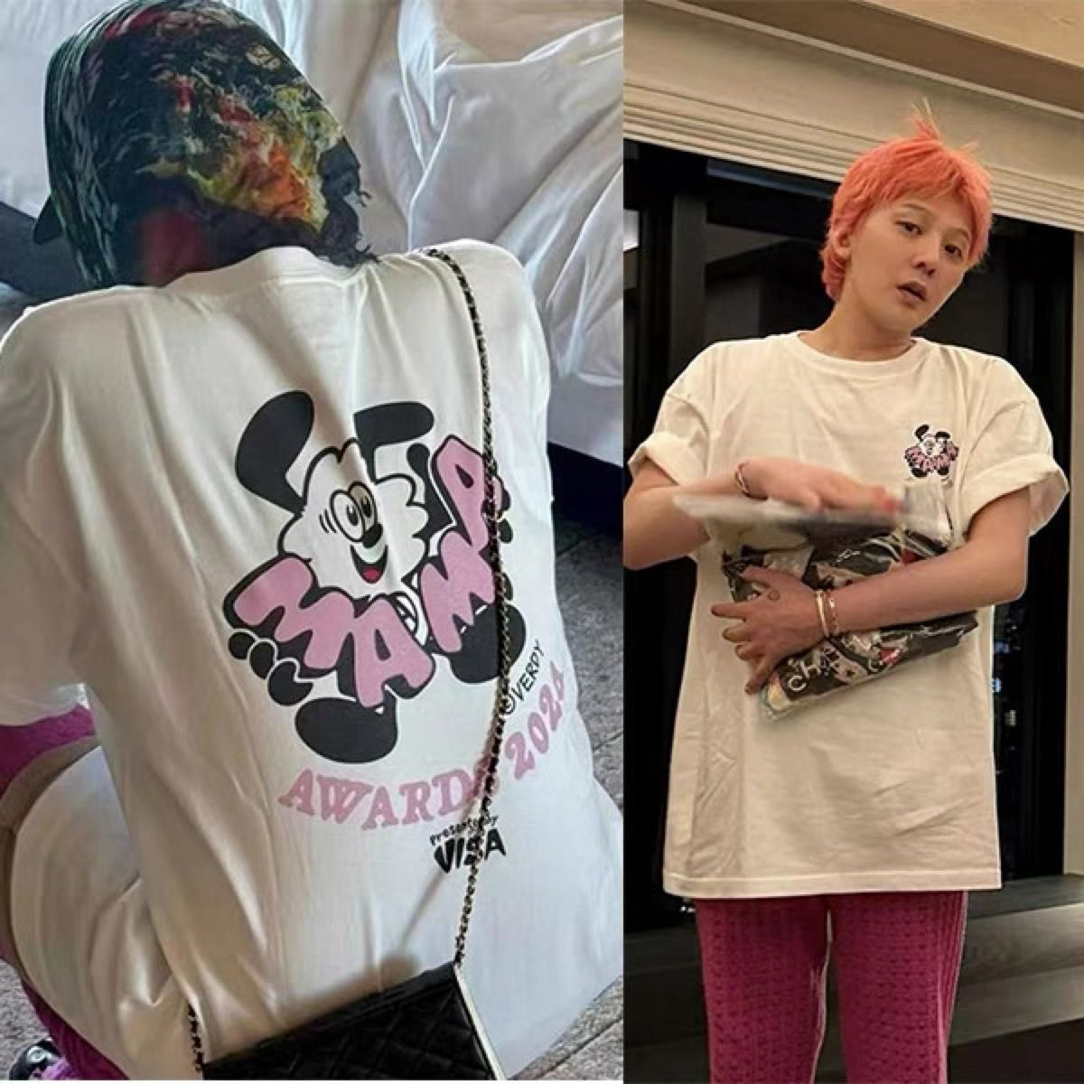 新品G-DRAGON Übermensch Tシャツ半袖XLサイズホワイトピンク VERDY x G-DRAGON Ubermensch Tシャツ ジードラゴン ジヨン 大阪