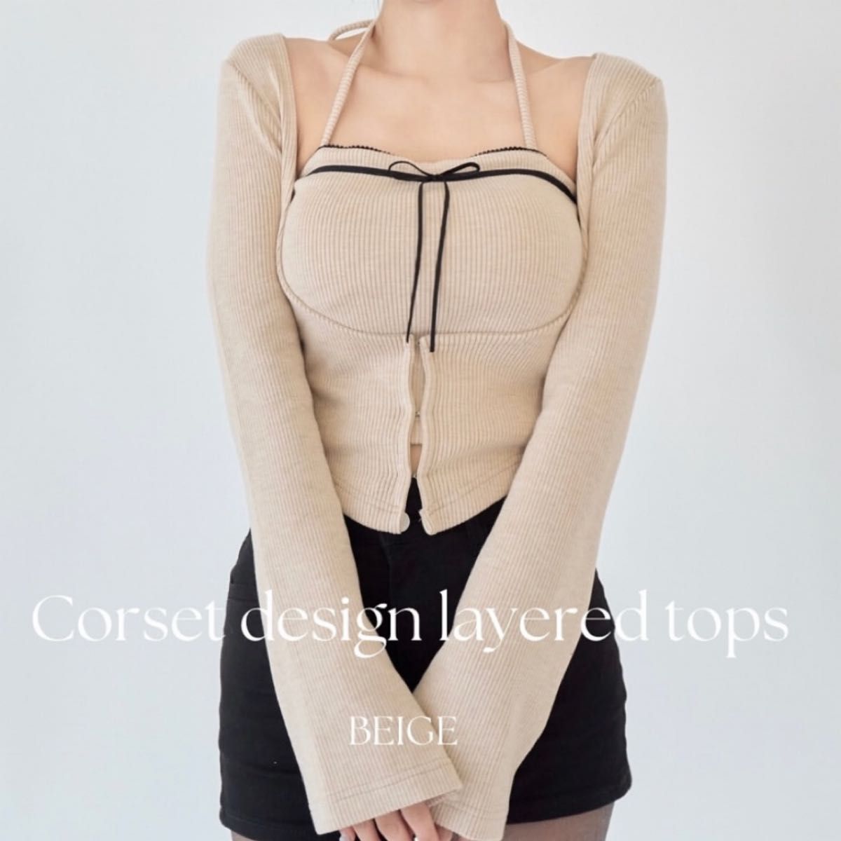 YILON Corset design layered tops グレー YILON Corset design layered tops グレー YILON Corset design