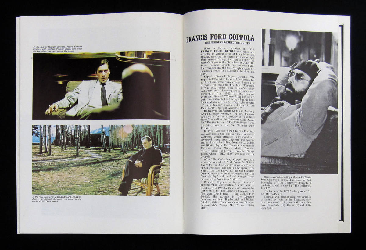 『ゴッドファーザー PART II』1974年米国初公開「初版」パンフレット ★ 映画史において価値が高いレア商品 No.2/3 GF_画像6