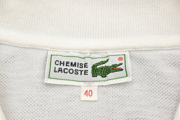 S-9340★送料無料★美品★CHEMISE LACOSTE シュミーズ ラコステ★1980-90'年代 日本製ヴィンテージ ホワイト ライン入り 半袖ポロシャツ 40_画像7