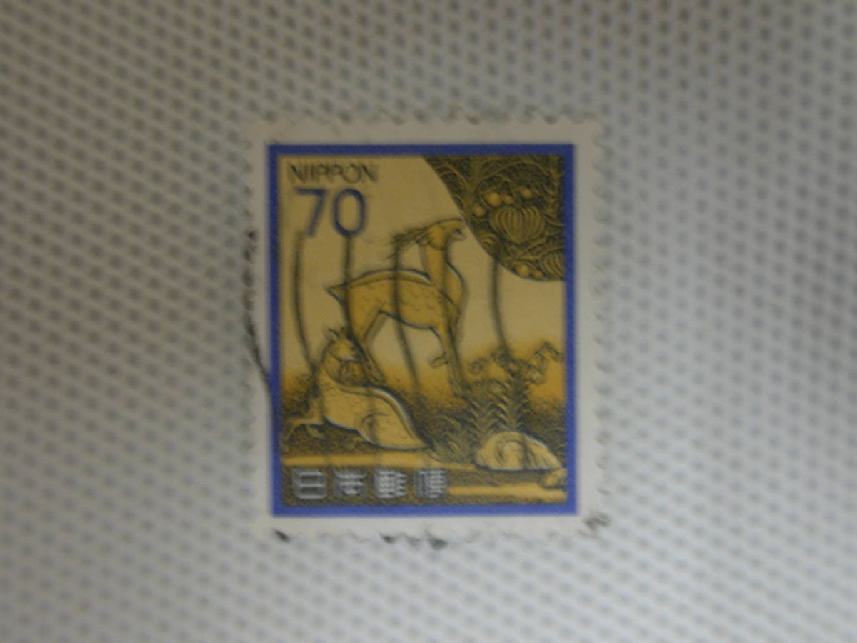  обычные марки 1966-1989 новый марки с изображением флоры, фауны, национальных сокровищ Ⅴ.1980 год серии (. документ 60 иен время ) олень ( весна день гора лакировка письменный прибор ) 70 иен марка одиночный одна сторона использованный ⑦ волна .