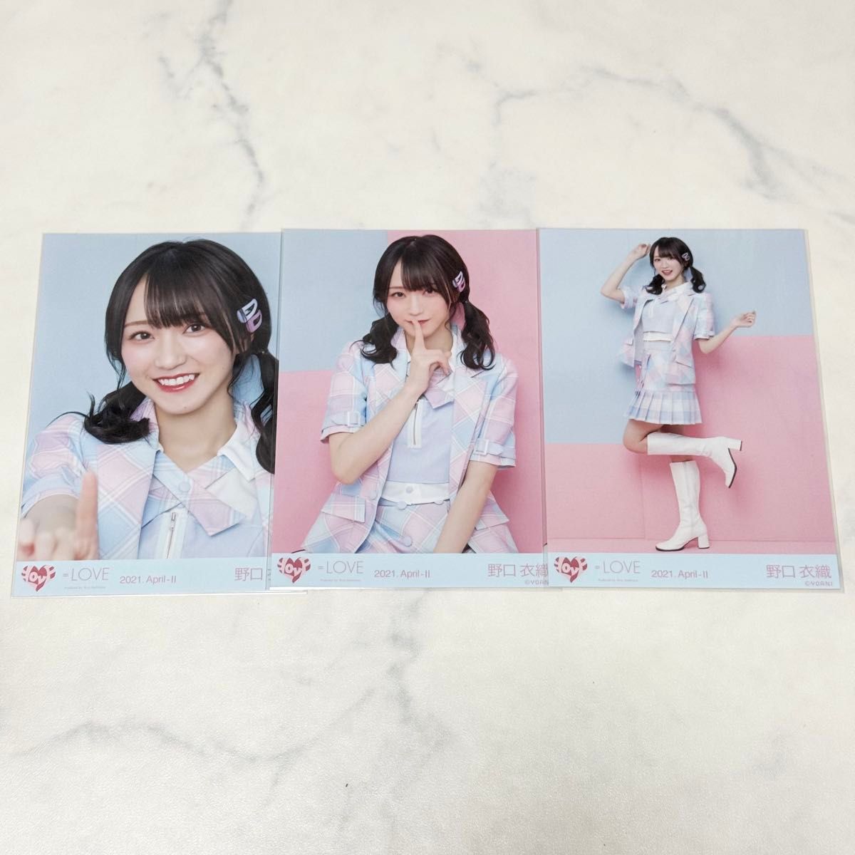 む*様 イコラブ 野口衣織 冬ツアー チェック衣装 マカロン 生写真 直筆 コン イコラブ =LOVE 野口衣織 冬ツチェック マカロン衣装 生写真
