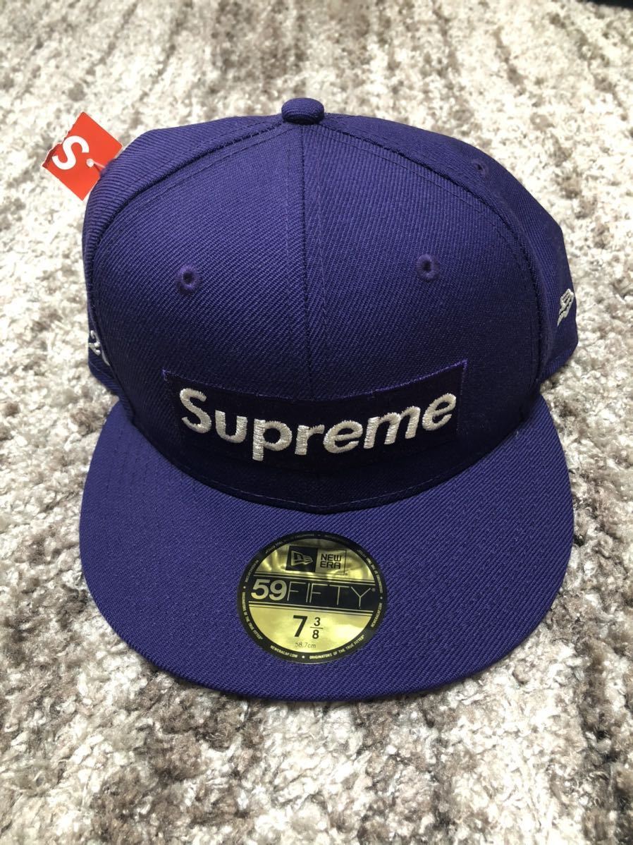 送料無料 紫 7 3/8 Supreme $1M Metallic Box Logo New Era cap purple シュプリーム メタリック ボックスロゴ ニューエラ キャップ