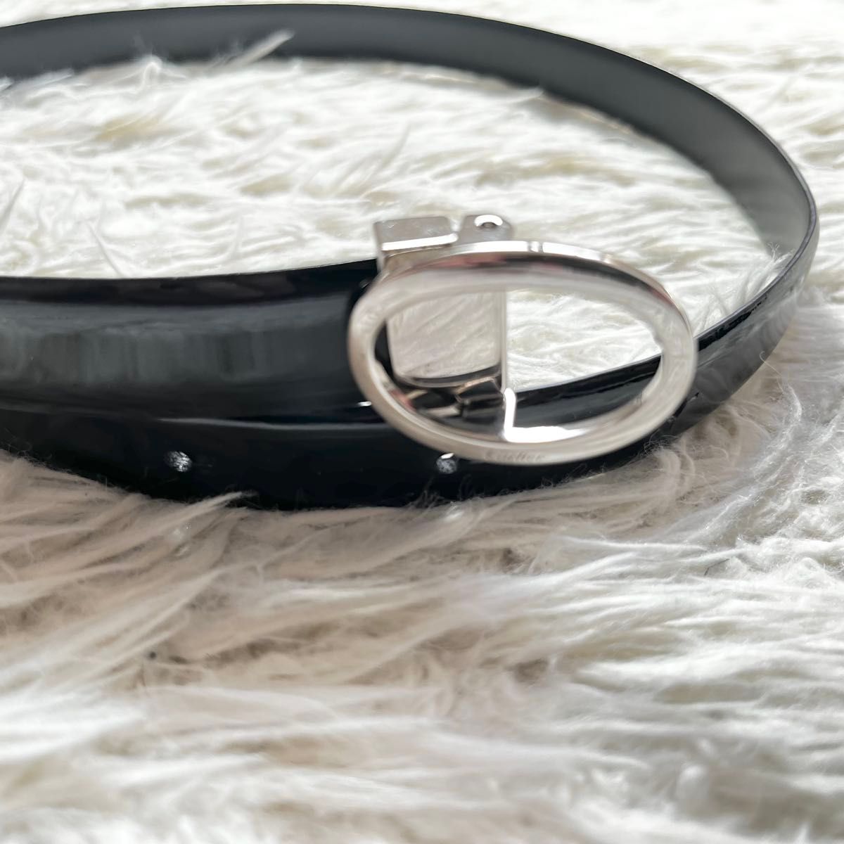 【極美品】Cartier ナローベルト シルバー 金具 刻印 レディース 黒 極美品】Cartier ナローベルト シルバー 金具 刻印 レディース