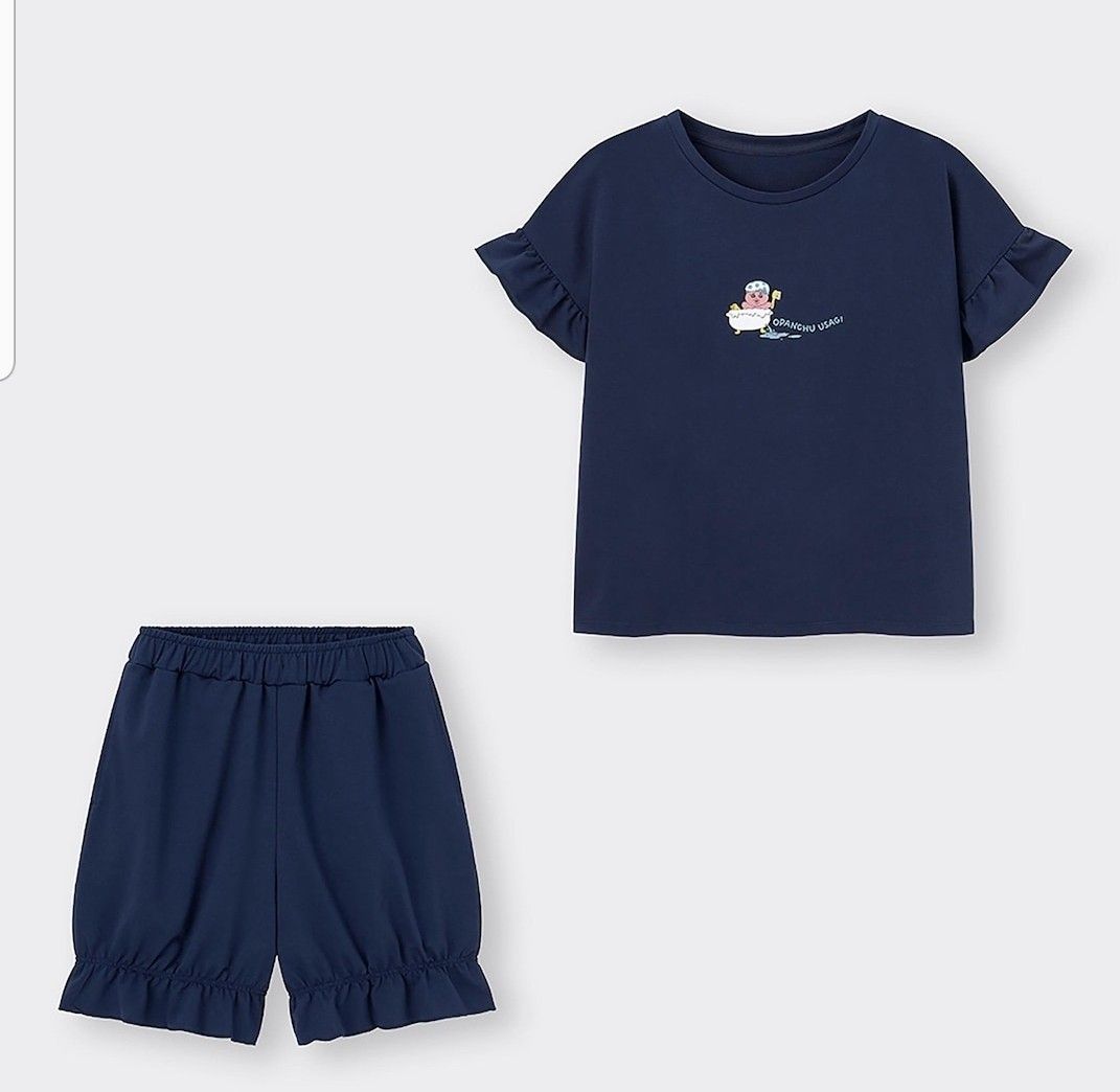 新品☆XXL/おぱんちゅうさぎフリルラウンジセット(半袖&ショートパンツ)☆GU