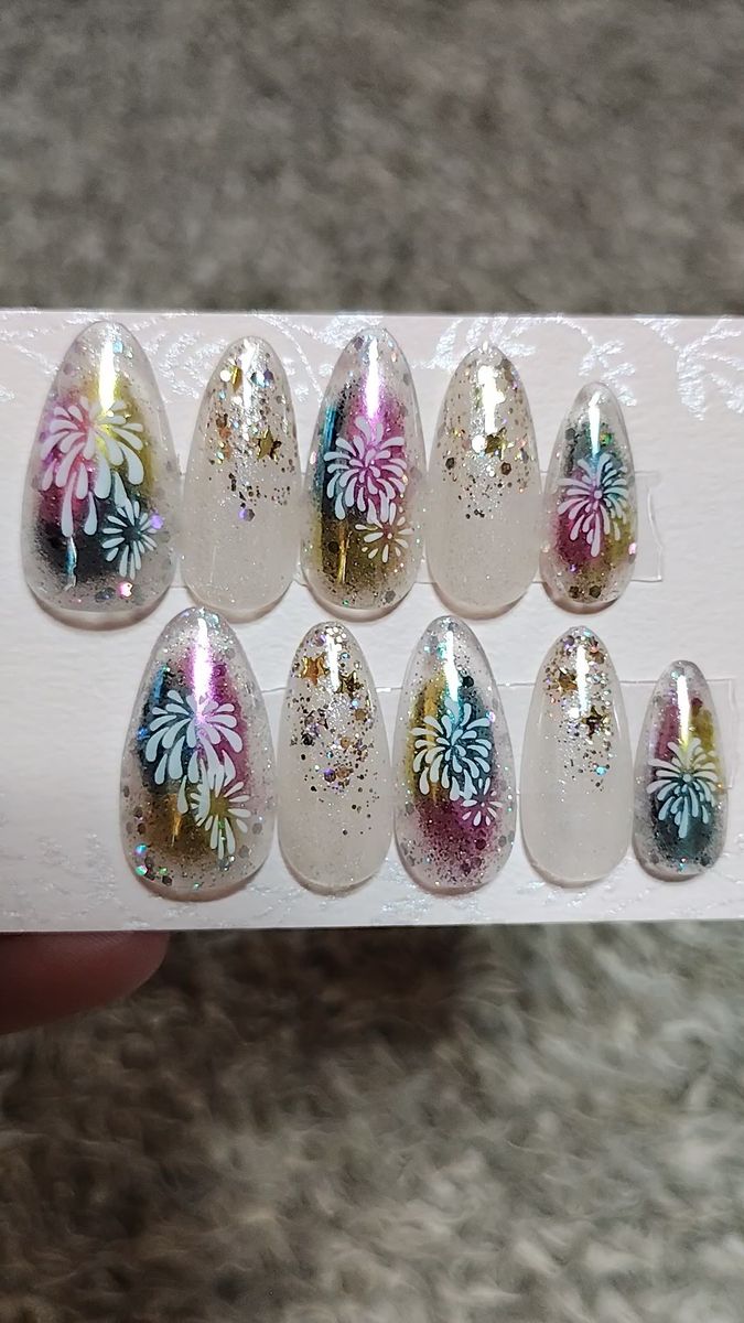*花火* カラフルミラージェルネイルチップ 15469【現品】