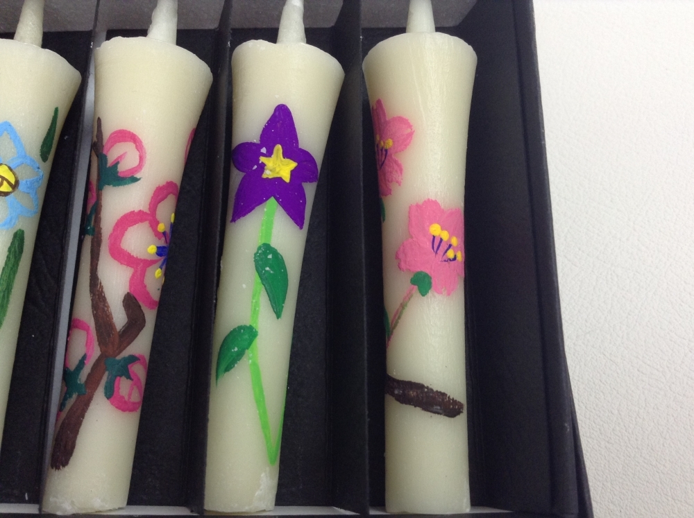 [ Sato .]. candle flower candle handwriting . peace .. raw 