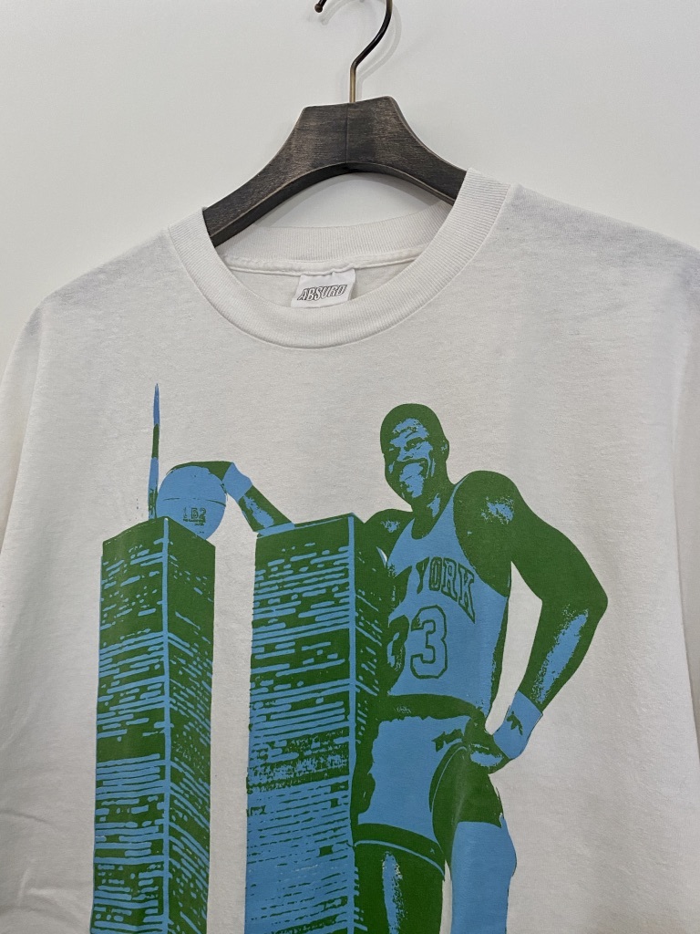 希少 USA製☆ABSURD Patrick Ewing パトリック ユーイング 半袖Tシャツ XL 白 New York KNICKS ニックス NBA バスケ ツインタワーの画像4