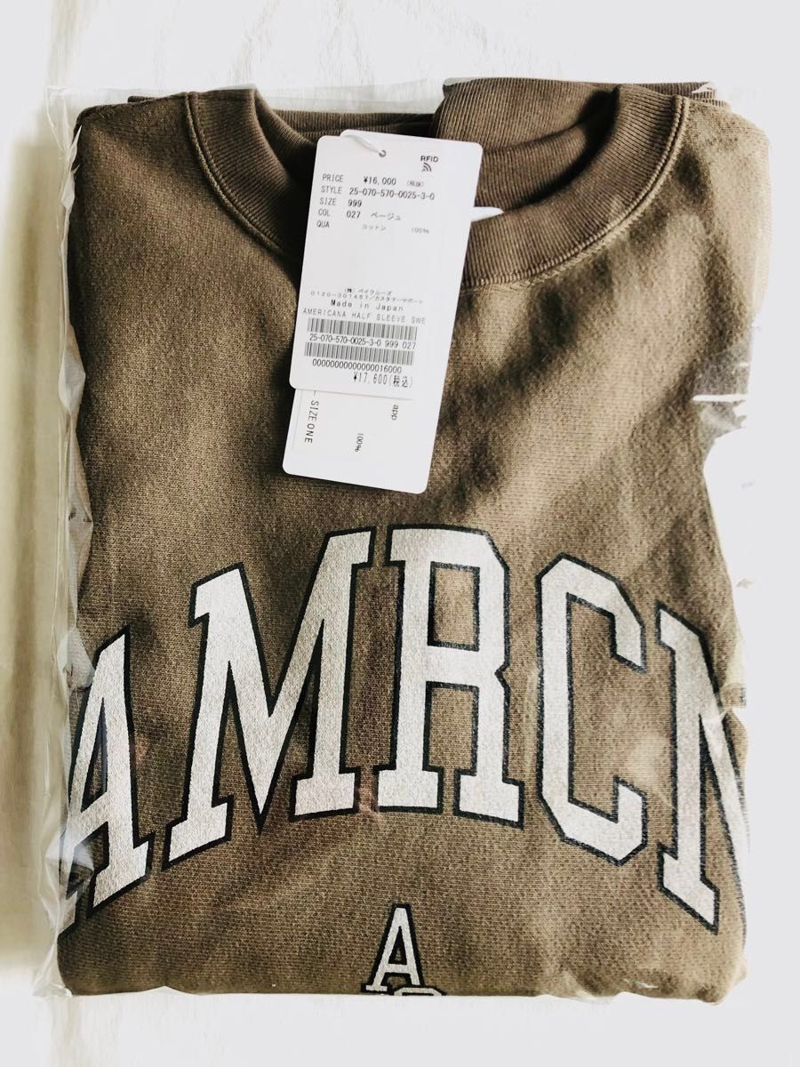 ◇新品◇【AMERICANA】 HALF SLEEVE SWEAT ベージュ L'Appartement【AMERICANA/アメリカーナ】 HALF SLEEVE SWEAT