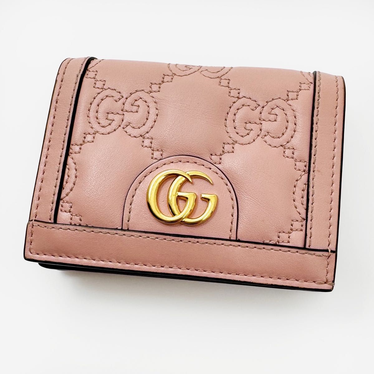 【GUCCI/即発】GGマトラッセ長財布ピンク×キルティングがCUTE◎ 定価8 5万【美品】 グッチ GUCCI 二つ折り財布 GGマトラッセ