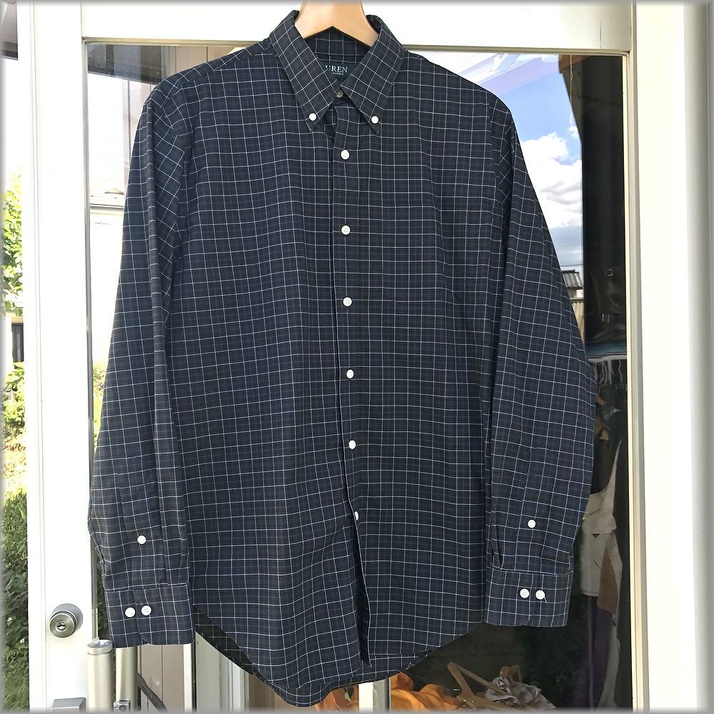 ★ローレン　ラルフローレン　チェック柄　長袖　ボタンダウンシャツ　size 16 34/35★検 クラシックフィット ポロ 90s ビンテージ _画像1