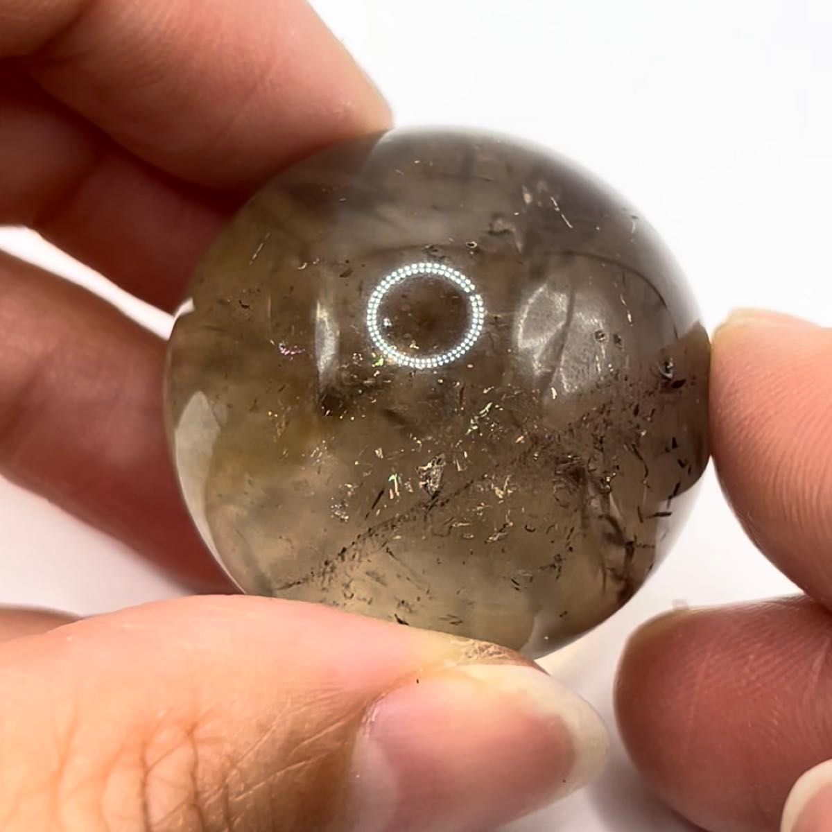 【早い者勝ち】【1点物】【虹】【煙水晶】スモーキークォーツスフィア33.1mm