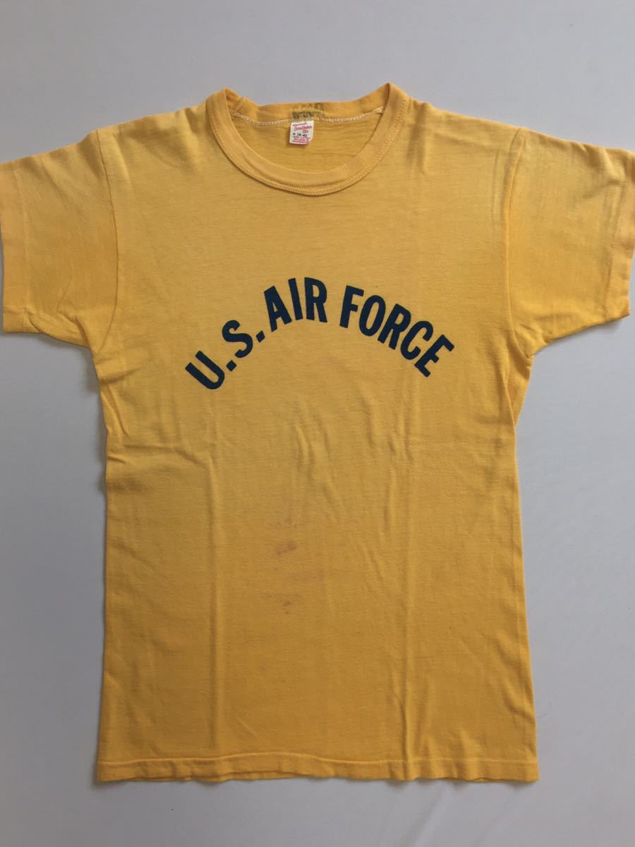 ビンテージ 60's USAIRFORCEコットン 100%染み込みプリントTシャツラッセルサウザン/50s 70susafusnavyusarmy_画像1