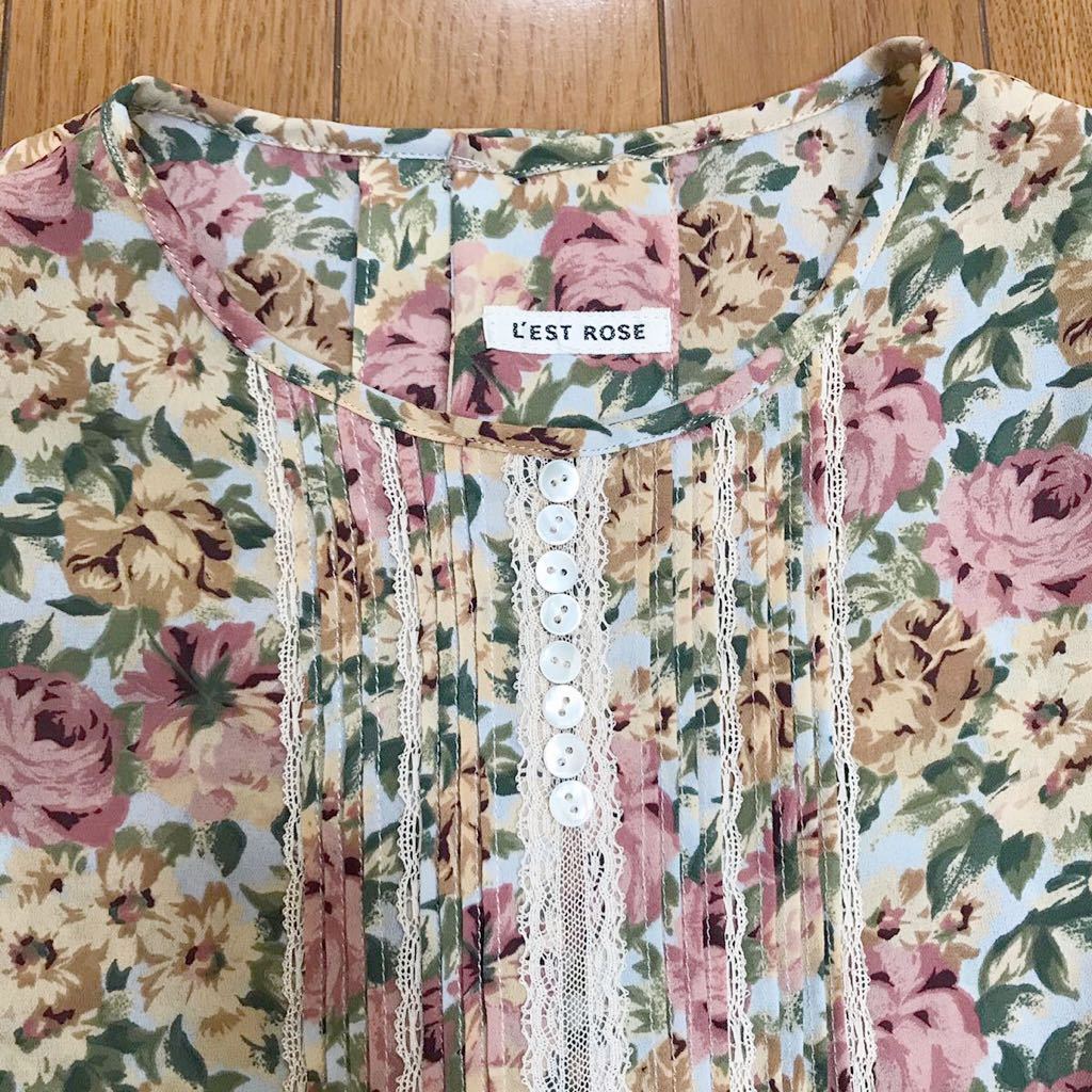 ヤフオク C 美品 L Est Rose レストローズ 花柄ワンピース