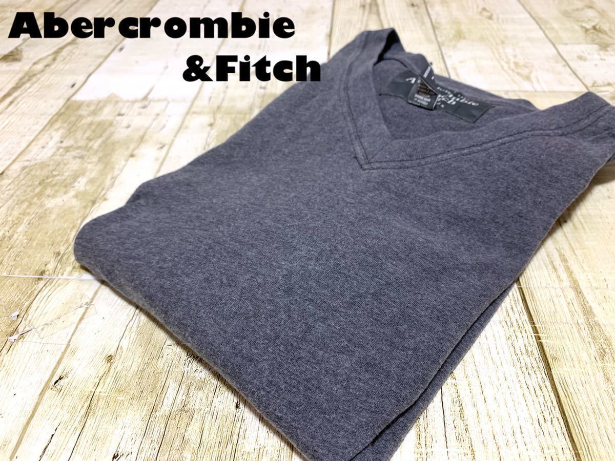 ☆送料無料☆ Abercrombie&Fitch アバクロンビー&フィッチ 古着 海外直輸入 半袖 Tシャツ メンズL トップス Vネック 中古 即決_画像1