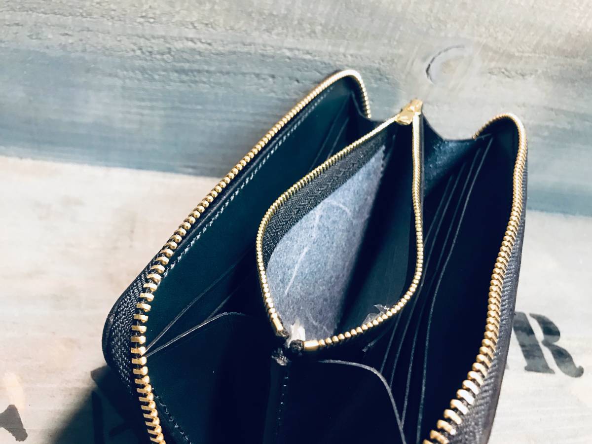 レザーウォレット ゾウ革 サドルレザー ラウンドウォレット 象革 革財布 長財布 レザークラフト ハンドメイド 限定品 新品未使用 即決 _画像9