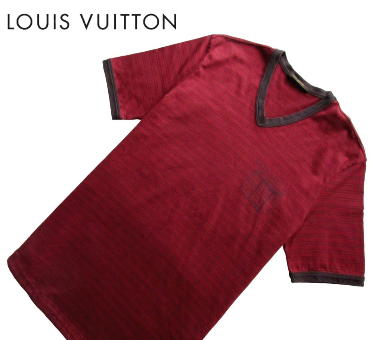 良品 ◆ LOUIS VUITTON ◆ ルイヴィトン ◆ 半袖　Tシャツ　LVロゴ入り　イタリア製　カジュアル　メンズ　希少 パンツ　レッド　赤_画像2