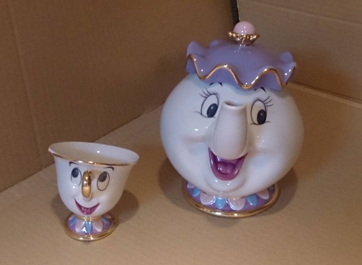 00s Disney ディズニー 加藤工芸 磁器 美女と野獣 ポット夫人とチップくんティーセット（鑑賞用/装飾用）※未使用品/2004年製品/入手困難_画像4