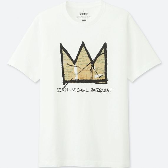 OS限定サイズ UNIQLO ユニクロ×バスキア UT Tシャツ 半袖 白 ビッグクラウン&サイン 前プリント XXL・身幅約59.7㎝※未使用/タグ付/2018年_参考画像。ビッグクラウンとサイン