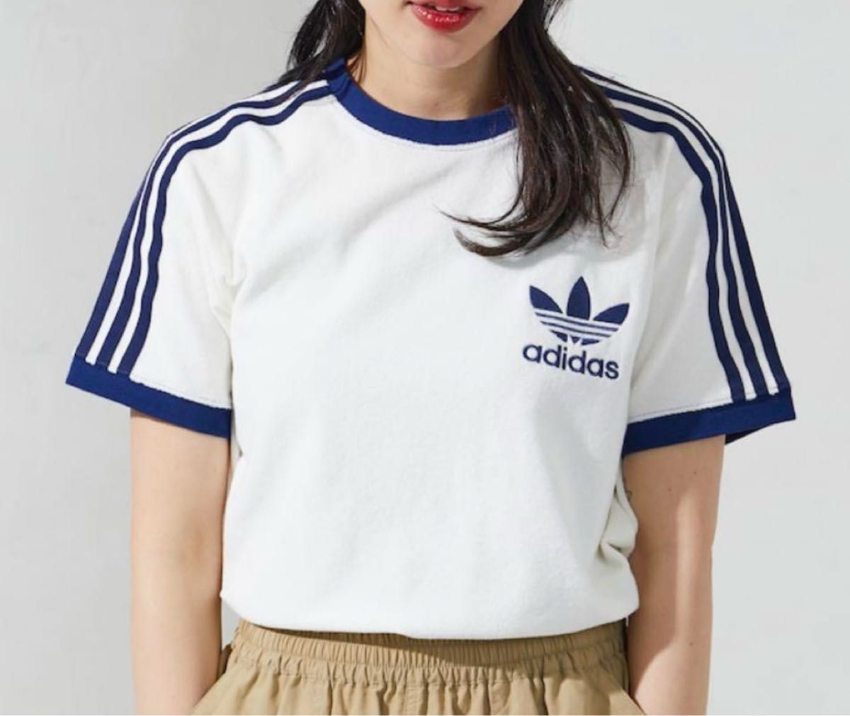 【adidas】タオル地ロゴTシャツ 希少 アディダス テリー クロップド丈 タオル地Tシャツ