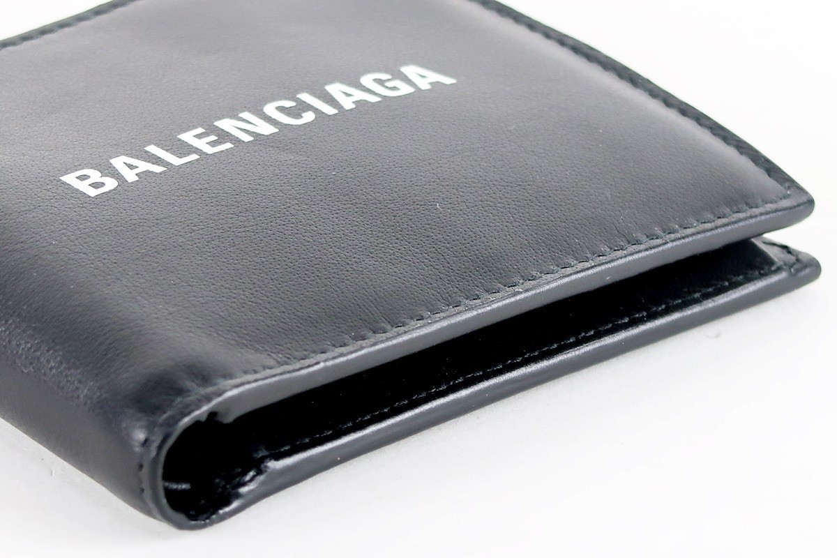 新品・未使用】BALENCIAGA バレンシアガ 二つ折り財布 ブラック ロゴ