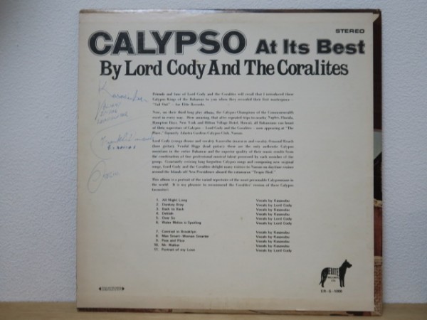 LP*LORD CODY AND THE CORALITES / Calypso At Its Best (kalipso/ латиноамериканский / Kubota takesi)