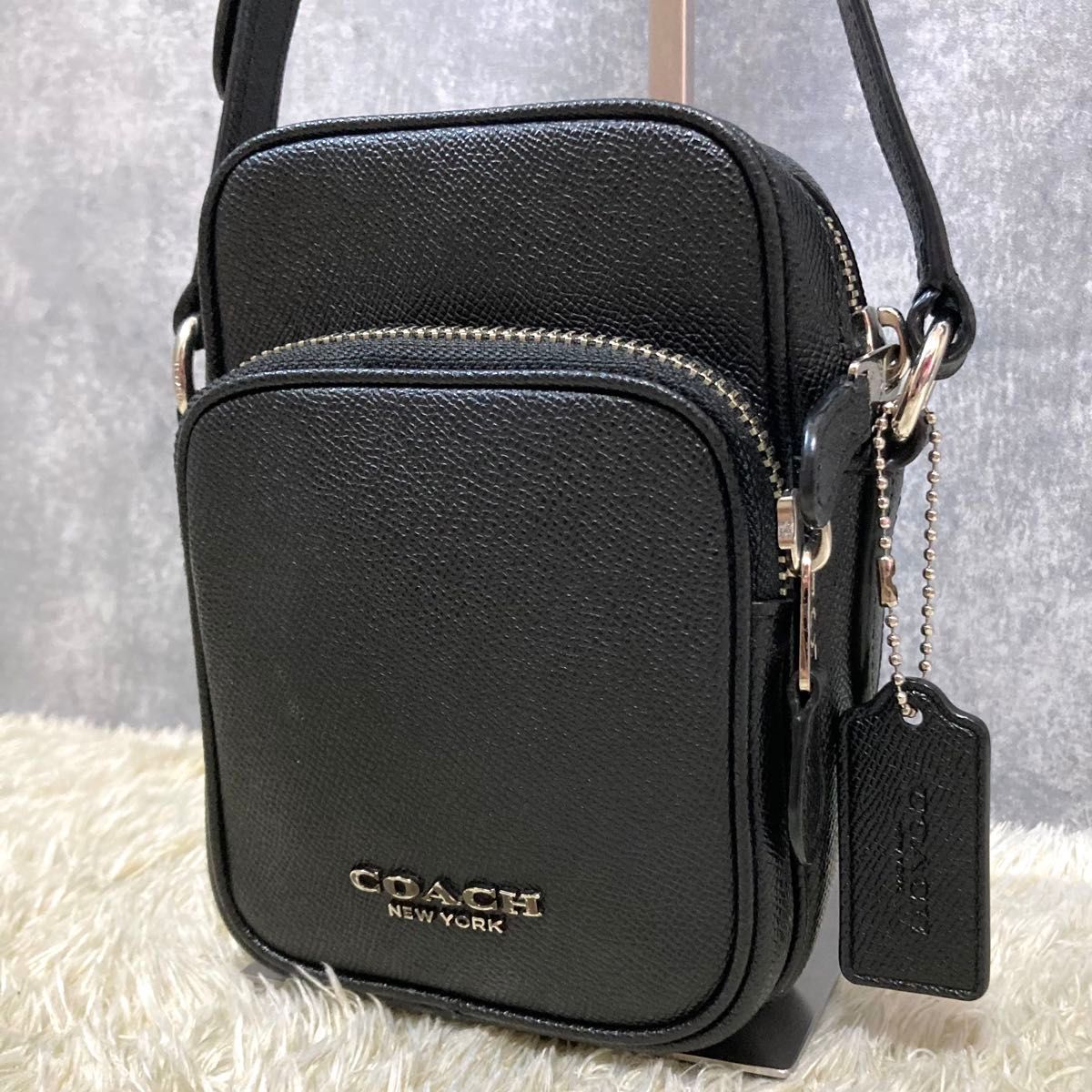 極美品】coach コーチ ショルダーバッグ レザー ブラック 黒