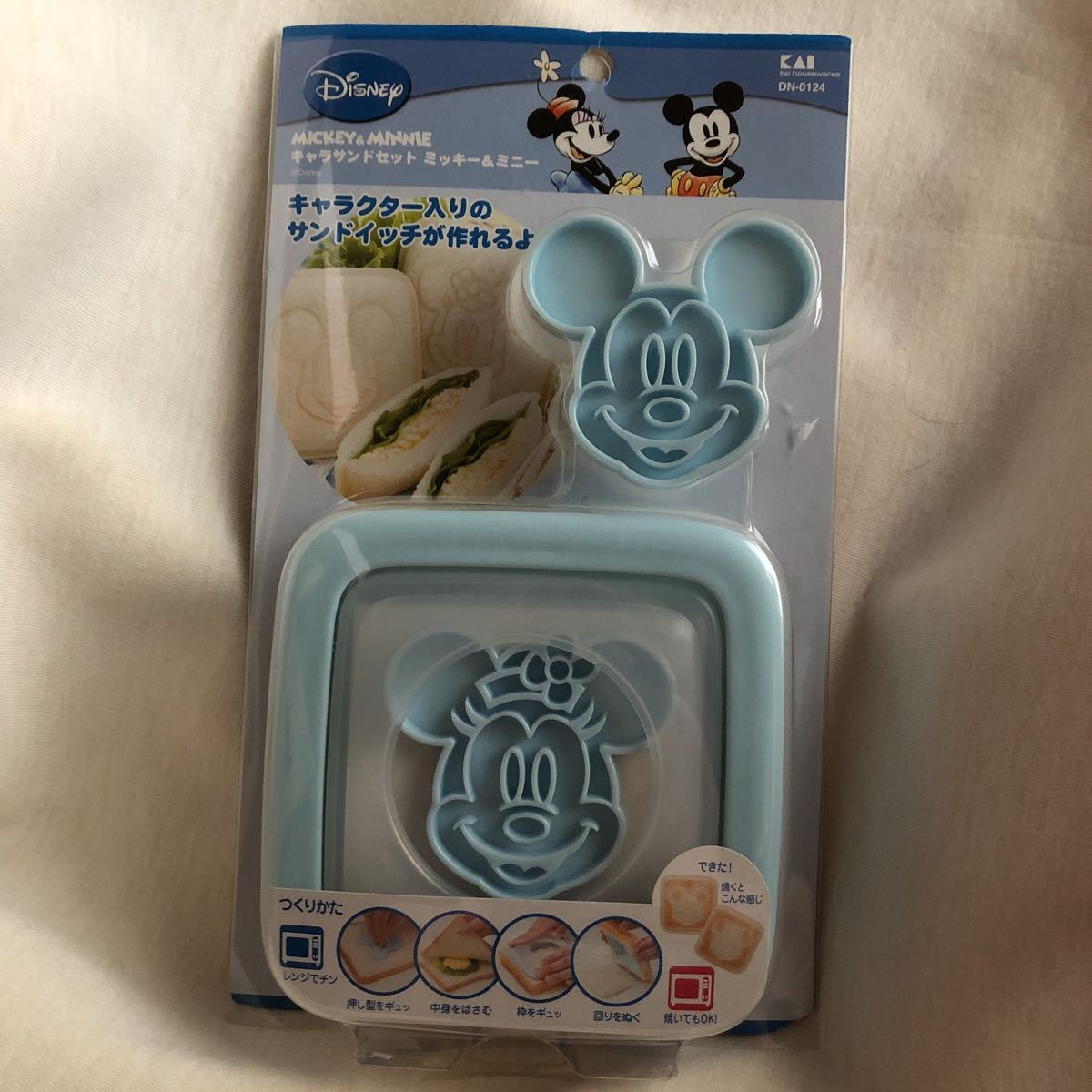 貝印 ディズニー キャラサンドセット ミッキー&ミニー DN-0124 新品 Disney キャラ弁/デコ弁/お弁当　サンドイッチ 押し型 抜き型　_画像3