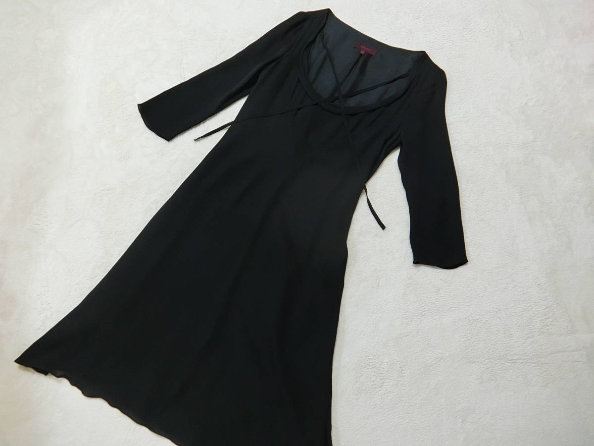 フランス製　KENZO　ケンゾー　エレガント　シルク　ドレス　ワンピース　ブラック　３８_画像3