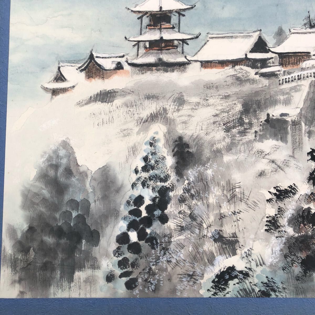 最終値下げ【水墨画】三水公平/雪の清水寺/世界遺産/京都/真作/墨絵/絵画 最終値下げ 【水墨画】三水公平/雪の清水寺/世界遺産/京都/真作