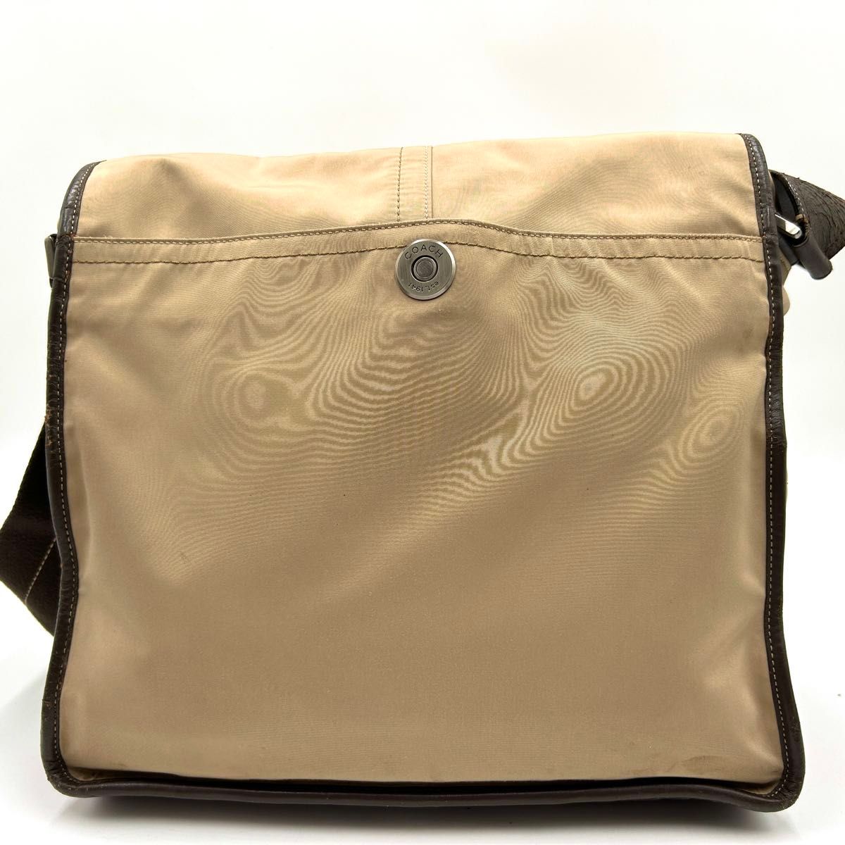 【極美品】コーチ メッセンジャーバック レザー ナイロン A4可 肩掛け 茶 コーチ COACH ショルダーバッグ A4 メッセンジャー メンズ