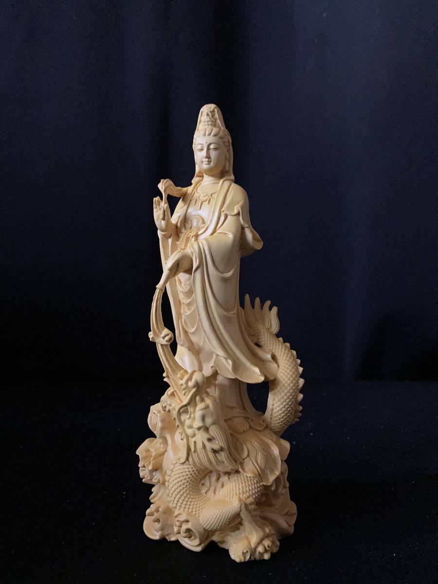 総柘植材 仏教工芸品 木彫仏像 極上彫 不動明王立像-