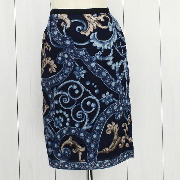  paul (pole) Stuart PAUL STUART spring autumn total pattern knee under height tight skirt 4(M corresponding )