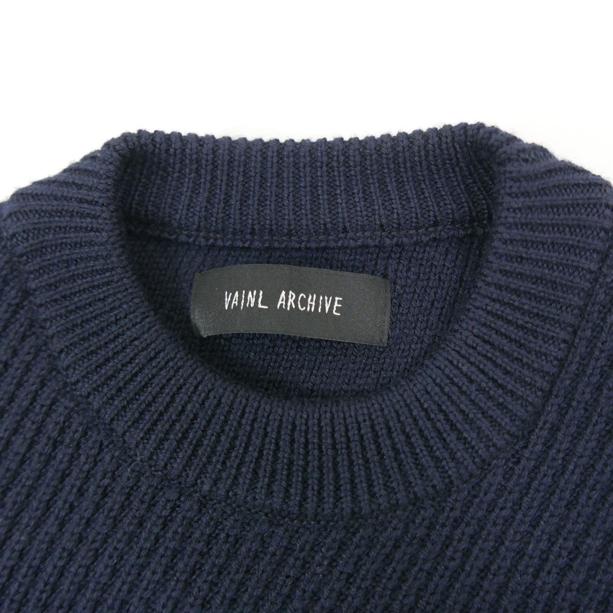 19AW 19FW VAINL ARCHIVE ヴァイナル アーカイブ JEFF’S-KNIT ウール 長袖 ニット NAVY S_画像6