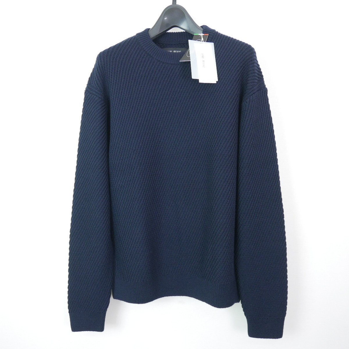 19AW 19FW VAINL ARCHIVE ヴァイナル アーカイブ JEFF’S-KNIT ウール 長袖 ニット NAVY S_画像1