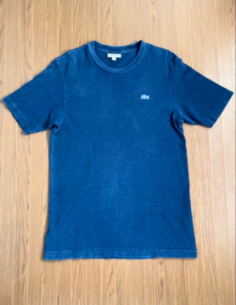【送料無料】LACOSTE ラコステ インディゴ染め Tシャツ ワンポイントワニロゴ メンズ L 藍染め indigo カジュアル