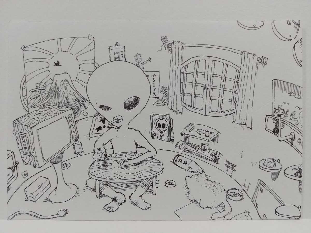  original illustration * hand-drawn illustrations * classic gray kun * extraterrestrial * hand made interior original picture . original work analogue monochrome white black art 