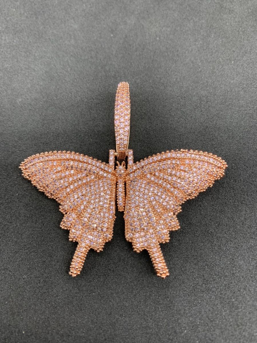 日本未発売 ジルコニア ピンクゴールド ネックレス 蝶 パピヨン Butterfly