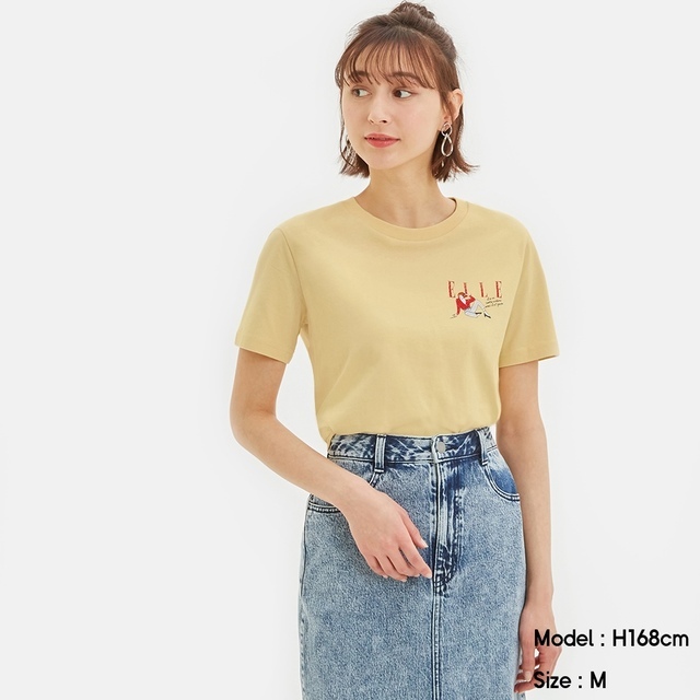 ＧＵ　ＥＬＬＥ　コラボＴシャツ　グラフィックT(半袖)　ＸＬサイズ　イエロー_画像3