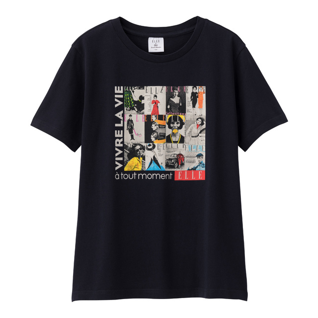 GU ELLE コラボTシャツ　グラフィックT　ＸＬサイズ　ネイビー　紺