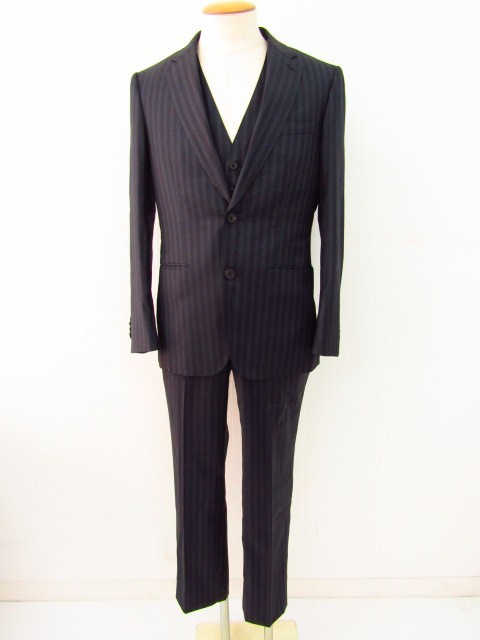 満点の Paul SIZE:M♪FG4354 DORMEUIL 裏地花柄 2B ストライプ スーツ3