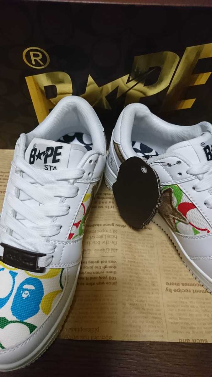 COACH bape спортивные туфли первый сотрудничество ограниченный товар очень редкий размер белый многоцветный Ape Bape Coach one Star 
